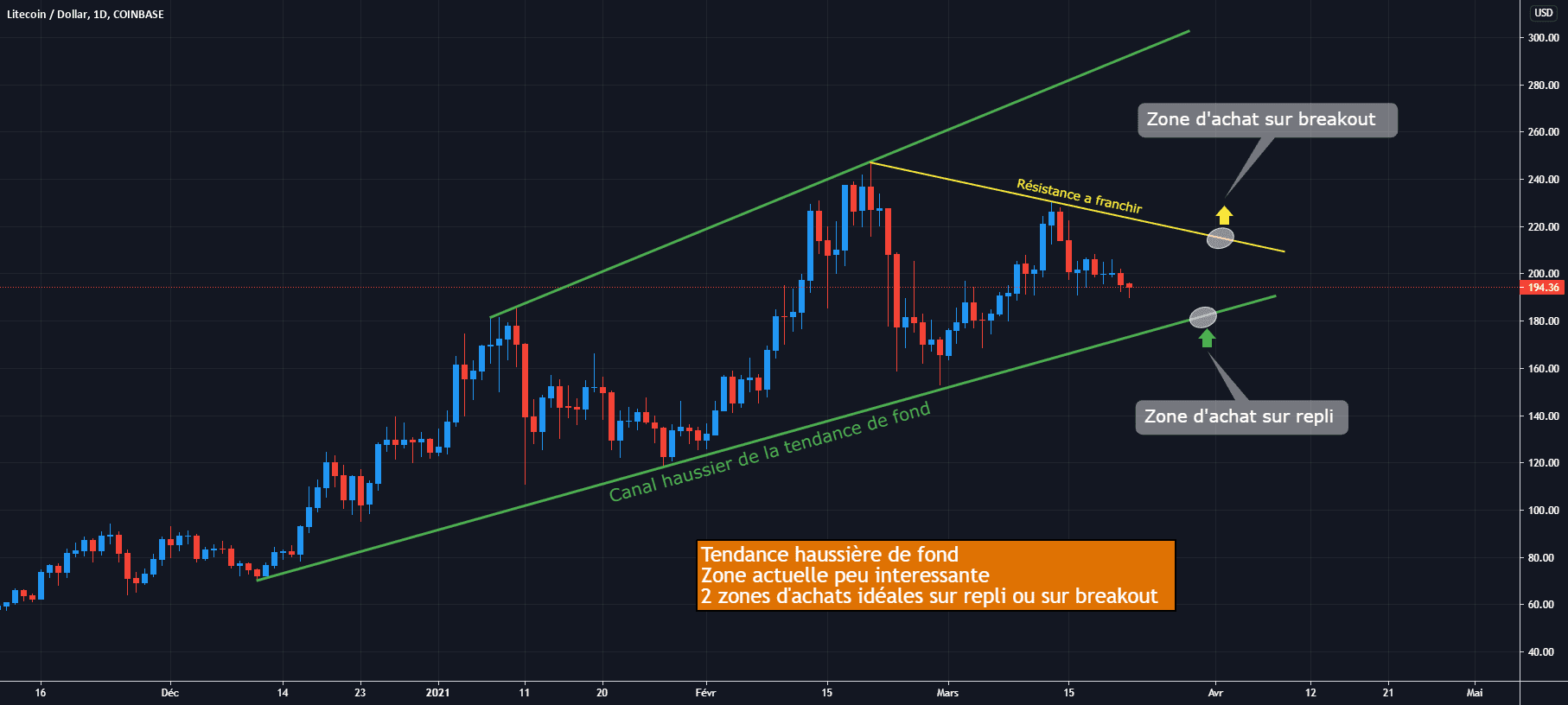 LTC/USD D1 : Belle tendance de fond, quelles zones d'achats ? pour COINBASE:LTCUSD par Antoine-Diabolo