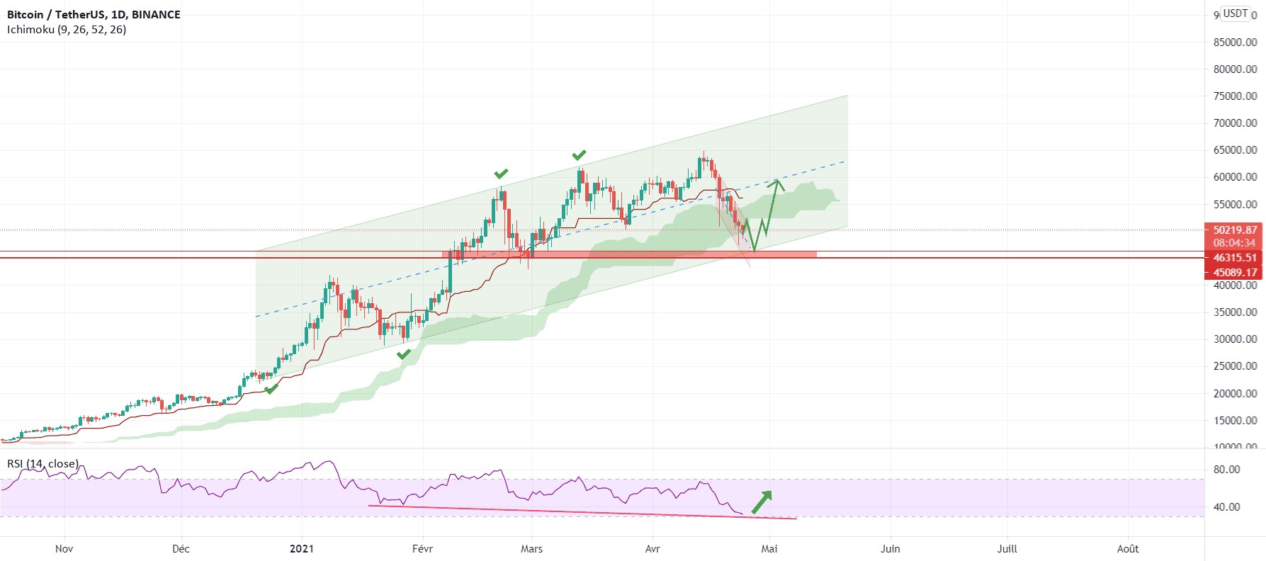 BTC down the bullish channel ! pour BINANCE:BTCUSDT par Salehka