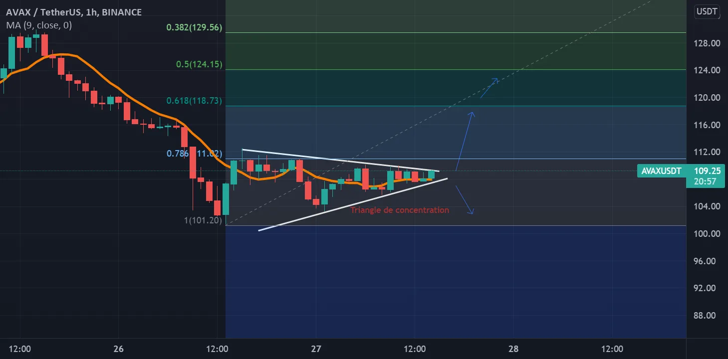 AVAX en triangle de concentration (Première analyse technique) pour BINANCE:AVAXUSDT par Framboizee