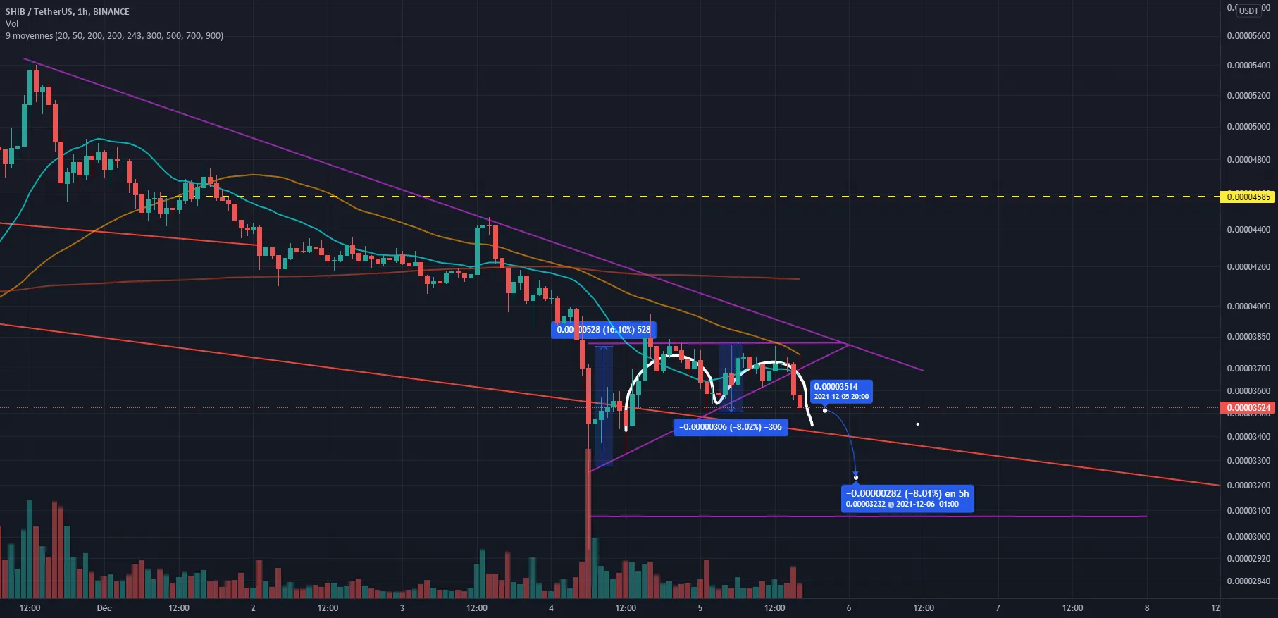 SHIB D TOP 1H. Short position pour BINANCE:SHIBUSDT par FredRemssem