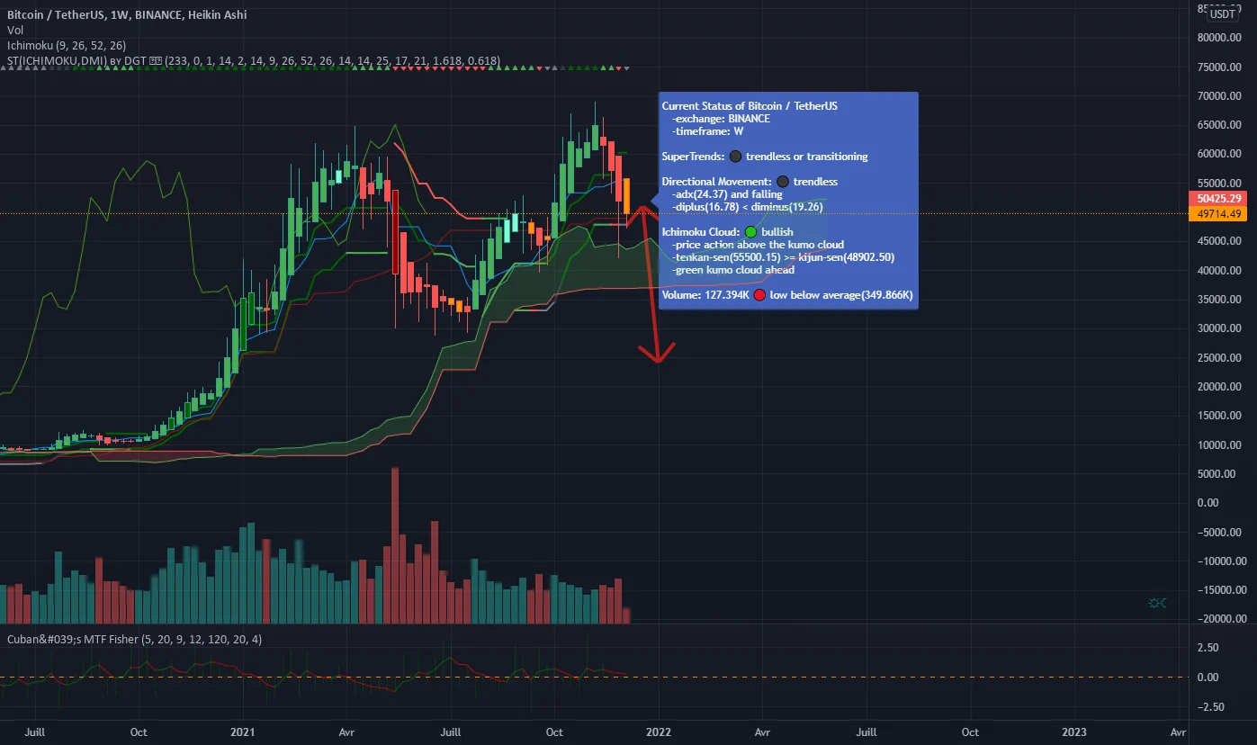 BEAR WARNING -Btc a 25 k janvier 2022- Accrochez vos ceintures ! pour BINANCE:BTCUSDT par Parisbynight