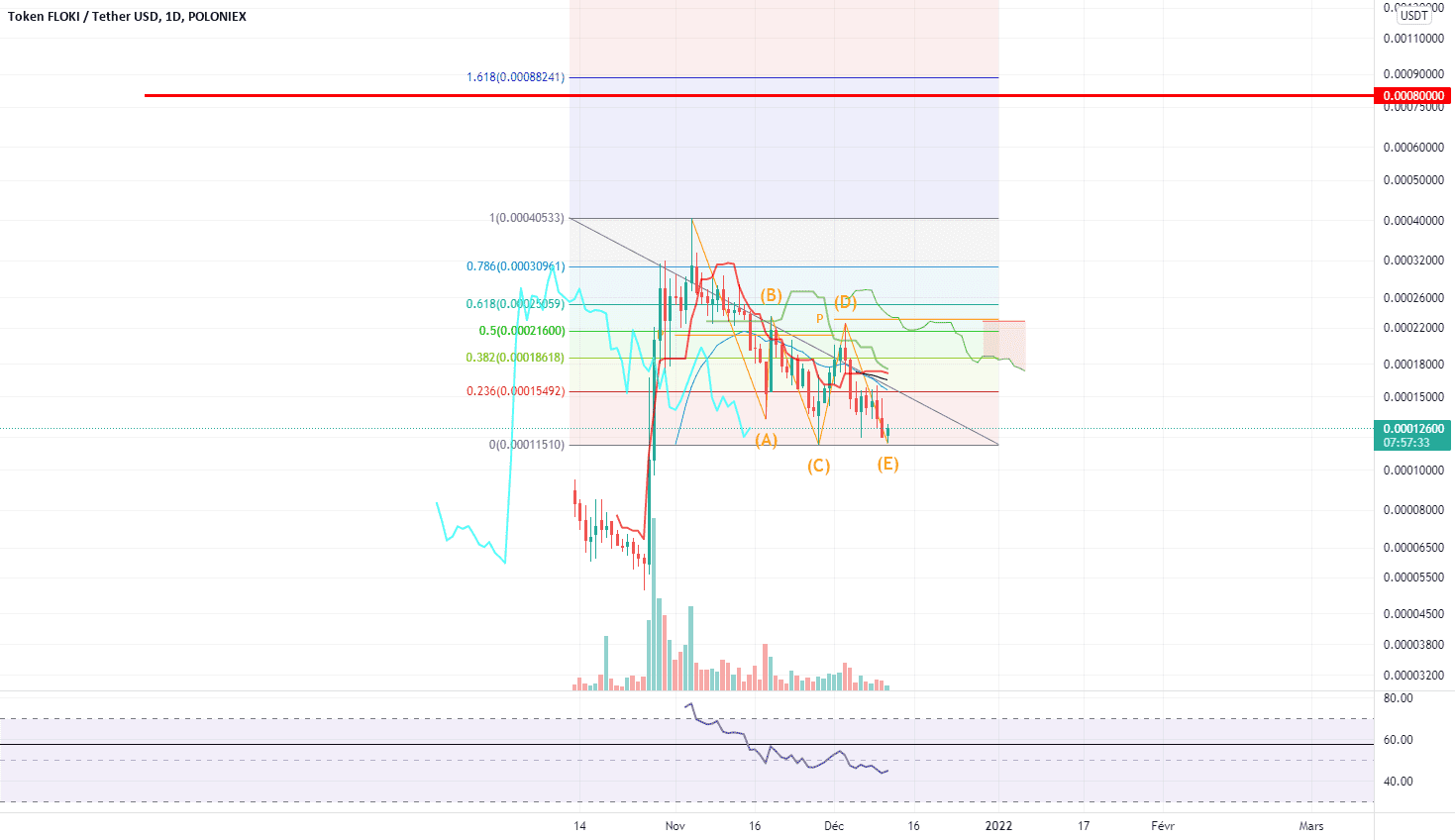 FLOKI/USDT BOTTOM en Vague ABCDE + fibo ? pour POLONIEX:FLOKIUSDT par Stauditrading