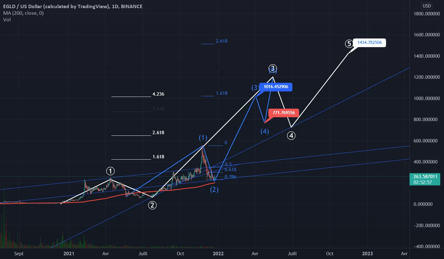 Long EGLDUSD - Elliott impulsive phase 3 BULL-RUN pour BINANCE:EGLDUSD par MelvinGst