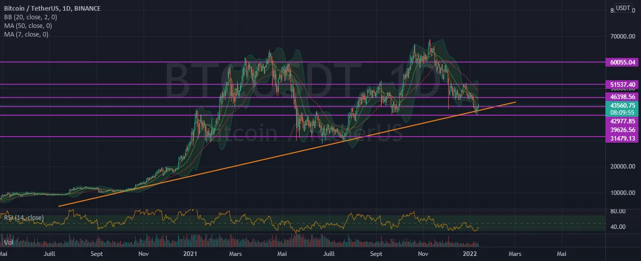 BTCUSDT : Belle réaction du BITCOIN sur son support oblique pour BINANCE:BTCUSDT par Flowest77