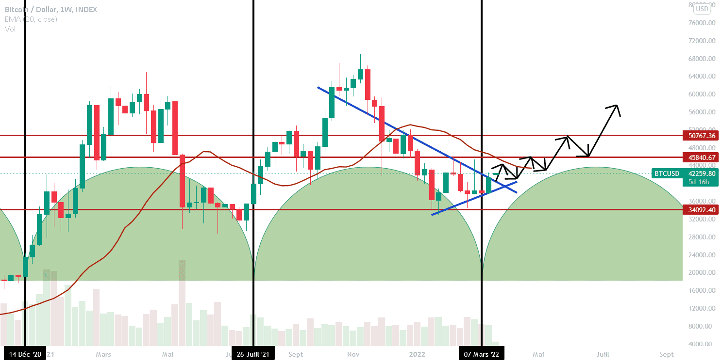 BTC/USD : cycle de temps favorable à une remontée pour INDEX:BTCUSD par legiptien29