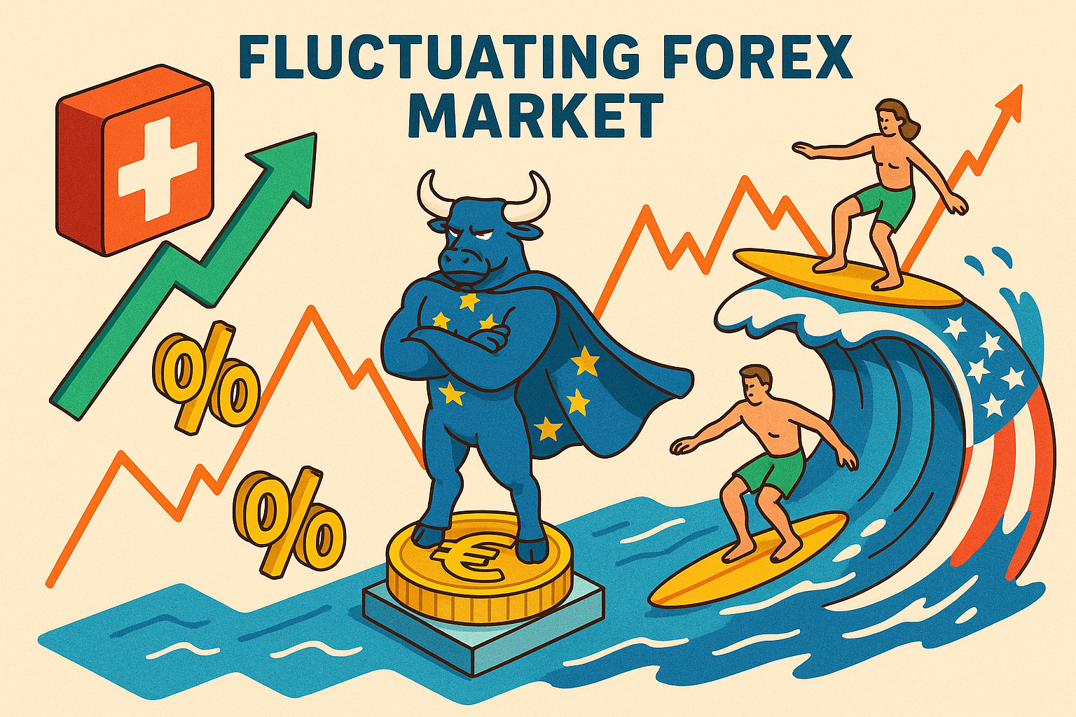 Illustration du franc suisse fort dans un marché des devises fluctuant.